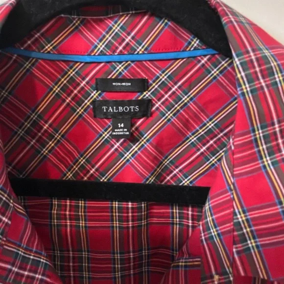 Talbots Red Plaid Button-Down Shirt - Picture 4 of 5